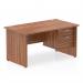 Impulse 1400 x 800mm Straight Office Desk Walnut Top Panel End Leg Workstation 1 x 2 Drawer Fixed Pedestal MI001970