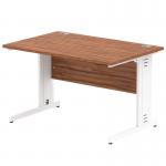 Impulse 1200 x 800mm Straight Office Desk Walnut Top White Cable Managed Leg MI001995