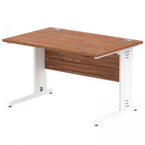 Impulse 1200 x 800mm Straight Office Desk Walnut Top White Cable