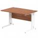 Impulse 1200 x 800mm Straight Office Desk Walnut Top White Cable Managed Leg MI001995