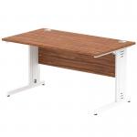 Impulse 1400 x 800mm Straight Office Desk Walnut Top White Cable Managed Leg MI001996