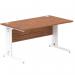 Impulse 1400 x 800mm Straight Office Desk Walnut Top White Cable Managed Leg MI001996