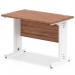 Impulse 1000 x 600mm Straight Office Desk Walnut Top White Cable Managed Leg MI002004