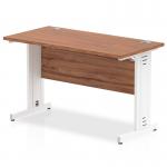 Impulse 1200 x 600mm Straight Office Desk Walnut Top White Cable Managed Leg MI002005