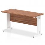 Impulse 1400 x 600mm Straight Office Desk Walnut Top White Cable Managed Leg MI002006