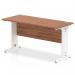 Impulse 1400 x 600mm Straight Office Desk Walnut Top White Cable Managed Leg MI002006