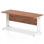 Impulse 1600 x 600mm Straight Office Desk Walnut Top White Cable Managed Leg MI002007