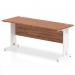 Impulse 1600 x 600mm Straight Office Desk Walnut Top White Cable Managed Leg MI002007