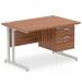 Impulse 1800 x 800mm Straight Office Desk Walnut Top Silver Cable Managed Leg Workstation 1 x 2 Drawer Fixed Pedestal MI002012