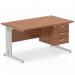 Impulse 1400 x 800mm Straight Office Desk Walnut Top Silver Cable Managed Leg Workstation 1 x 3 Drawer Fixed Pedestal MI002018