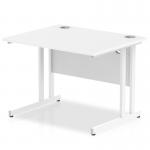 Impulse 1000 x 800mm Straight Office Desk White Top White Cantilever Leg MI002190