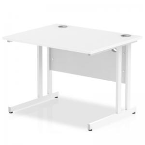 Impulse 1000 x 800mm Straight Office Desk White Top White Cantilever