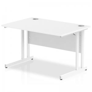 Impulse 1200 x 800mm Straight Office Desk White Top White Cantilever