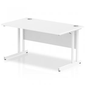Impulse 1400 x 800mm Straight Office Desk White Top White Cantilever Leg MI002192