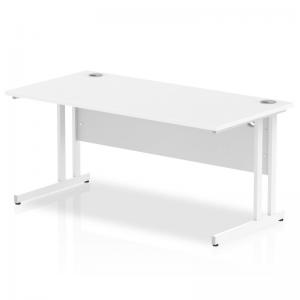 Impulse 1600 x 800mm Straight Office Desk White Top White Cantilever