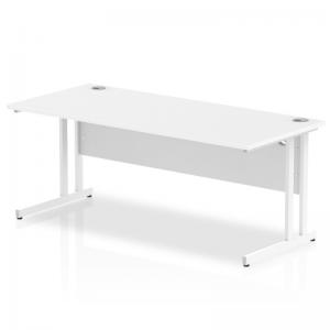 Impulse 1800 x 800mm Straight Office Desk White Top White Cantilever