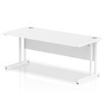 Impulse 1800 x 800mm Straight Office Desk White Top White Cantilever Leg MI002194