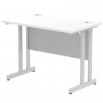 Impulse 1000 x 600mm Straight Office Desk White Top Silver Cantilever Leg MI002195