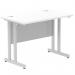 Impulse 1000 x 600mm Straight Office Desk White Top Silver Cantilever Leg MI002195