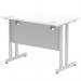 Impulse 1000 x 600mm Straight Office Desk White Top Silver Cantilever Leg MI002195