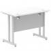 Impulse 1000 x 600mm Straight Office Desk White Top Silver Cantilever Leg MI002195