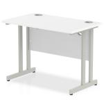 Impulse 1000/600 Rectangle Silver Cantilever Leg Desk White MI002195