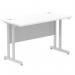 Impulse 1200 x 600mm Straight Office Desk White Top Silver Cantilever Leg MI002196