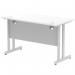 Impulse 1200 x 600mm Straight Office Desk White Top Silver Cantilever Leg MI002196