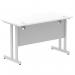 Impulse 1200 x 600mm Straight Office Desk White Top Silver Cantilever Leg MI002196