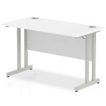 Impulse 1200/600 Rectangle Silver Cantilever Leg Desk White MI002196