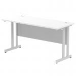 Impulse 1400 x 600mm Straight Office Desk White Top Silver Cantilever Leg MI002197