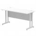 Impulse 1400 x 600mm Straight Office Desk White Top Silver Cantilever Leg MI002197