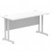 Impulse 1400 x 600mm Straight Office Desk White Top Silver Cantilever Leg MI002197