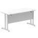 Impulse 1400 x 600mm Straight Office Desk White Top Silver Cantilever Leg MI002197