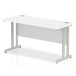 Impulse 1400/600 Rectangle Silver Cantilever Leg Desk White MI002197