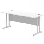 Impulse 1600 x 600mm Straight Office Desk White Top Silver Cantilever Leg MI002198