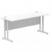 Impulse 1600 x 600mm Straight Office Desk White Top Silver Cantilever Leg MI002198