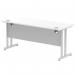 Impulse 1600 x 600mm Straight Office Desk White Top Silver Cantilever Leg MI002198