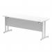 Impulse 1800 x 600mm Straight Office Desk White Top Silver Cantilever Leg MI002199