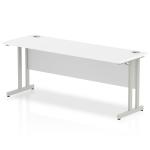 Impulse 1800/600 Rectangle Silver Cantilever Leg Desk White MI002199