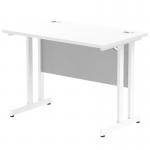 Impulse 1000 x 600mm Straight Office Desk White Top White Cantilever Leg MI002200