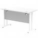 Impulse 1200 x 600mm Straight Office Desk White Top White Cantilever Leg MI002201