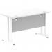 Impulse 1200 x 600mm Straight Office Desk White Top White Cantilever Leg MI002201