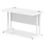 Impulse 1200 x 600mm Straight Office Desk White Top White Cantilever Leg MI002201