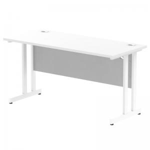 Impulse 1400 x 600mm Straight Office Desk White Top White Cantilever
