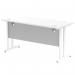 Impulse 1400 x 600mm Straight Office Desk White Top White Cantilever Leg MI002202