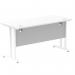 Impulse 1400 x 600mm Straight Office Desk White Top White Cantilever Leg MI002202