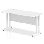 Impulse 1400 x 600mm Straight Office Desk White Top White Cantilever Leg MI002202