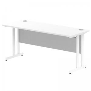 Impulse 1600 x 600mm Straight Office Desk White Top White Cantilever