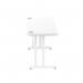 Impulse 1600 x 600mm Straight Office Desk White Top White Cantilever Leg MI002203